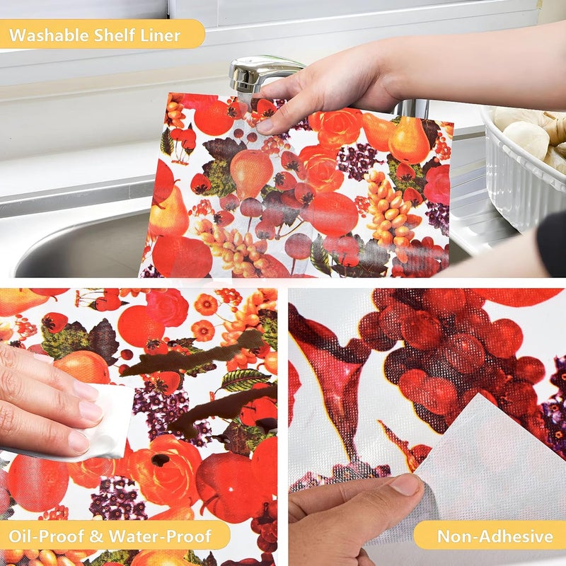 Kuber Industries Fruits Design PVC Wardrobe Kitchen Drawer Cupboard Cabinet Shelf Mat Shelf Liner 5 Mtr Cream CTKTC040182 Polyvinyl Chloride - Image 5