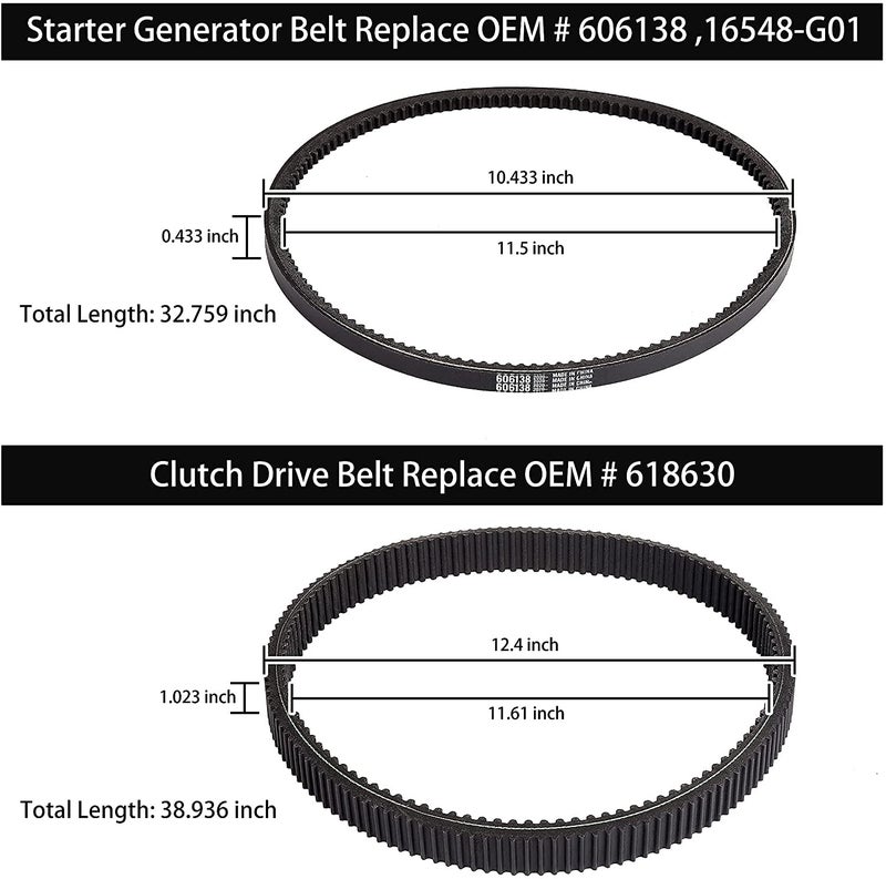 10L0L Golf Cart Clutch Drive Belt with Starter Generator Belt for EZGO TXT RXV 2010 UP with Kawasaki Engine,OEM# 618630, 606138, 16548G1 - Image 3