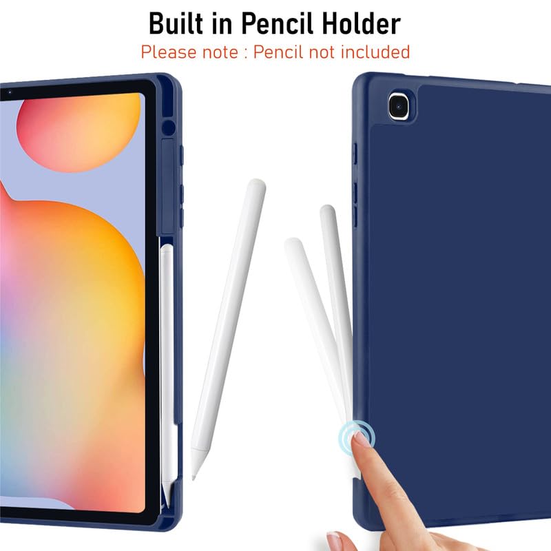Robustrion Cover for Samsung S6 Lite Tablet Cover 10.4 inch Flip Stand Back Cover with S Pen Holder [Right Side] - Navy - Image 4