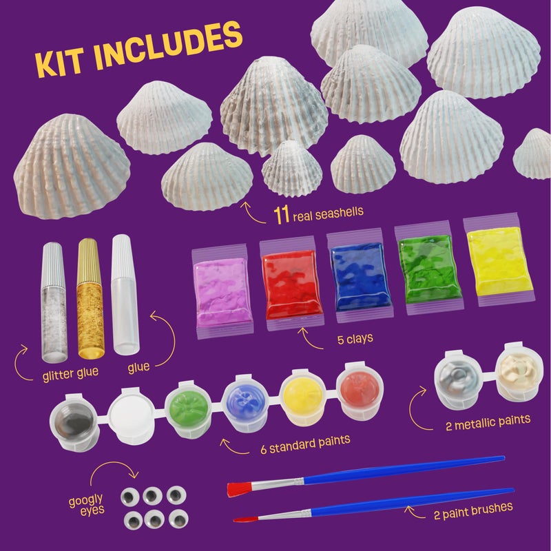 Dan&Darci Kids Sea Shell Painting Kit - Arts & Crafts Christmas Gifts for Boys and Girls - Craft Activities Kits - Creative Art Activity Gift Toys for Age 6, 7, 8, 9, 10, 11 & 12 Year Old 8-12 - Image 3