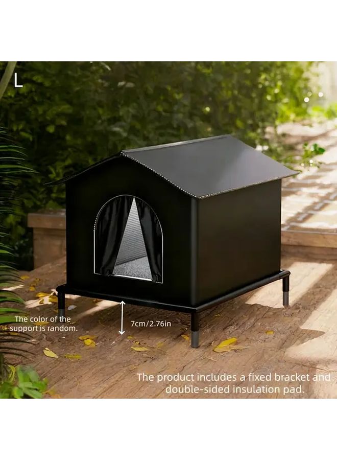 Large Black All Weather Outdoor Cat House With Foil Insulation Cozy Cat Condo - Image 1