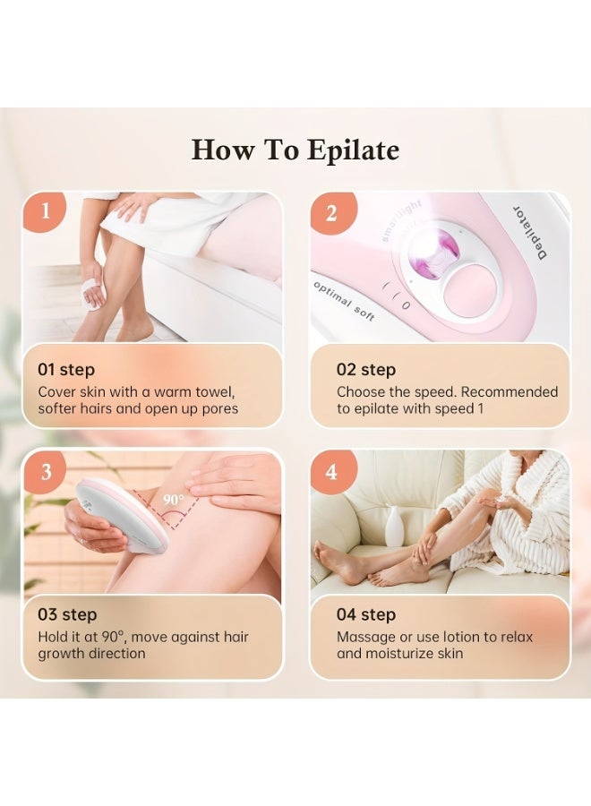 Keda KD-216 Mini Portable Electric Epilator for Women, USB Rechargeable Body Hair Remover with 2 Speed Settings and LED Light - Image 3
