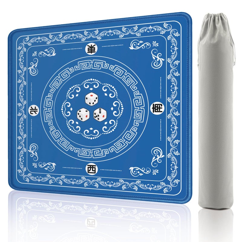 Gedgan Mahjong Mat Elegant Blue with Lace Trim NonSlip Rubber Gaming Mat Noise Reducer for Mahjong Tiles Poker Cards Dominoes Board Games 324x324 Inch - Image 2
