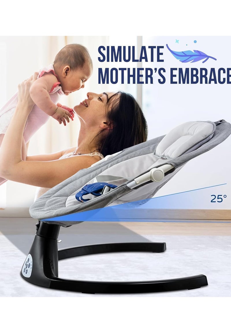 يوستيد أرجوحة أطفال، مهد أطفال للرضع - 5 سرعات، 4 إعدادات مؤقت، 12 تهويدة، كرسي هزاز للأطفال مع دعم بلوتوث وUSB، قابل للغسل، جهاز تحكم عن بعد، وسادة مريحة (1-12 شهرًا) - Image 3