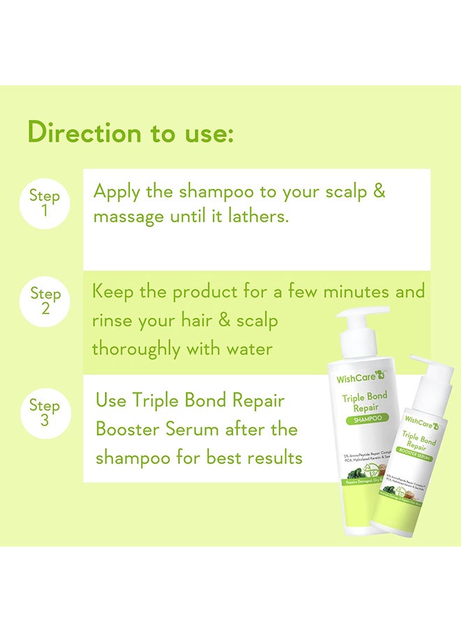 WishCare - Triple Bond Repair Shampoo for Dry & Frizzy Hair - 5% AminoPeptide Complex & PCA - Repairs Damaged & Frizzy Hair 250ml - Image 1