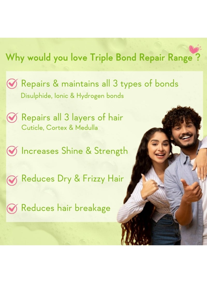 WishCare Triple Bond Repair Shampoo for Dry & Frizzy Hair | 5% AminoPeptide Complex & PCA | Repairs Damaged & Frizzy Hair | 250ml - Image 5