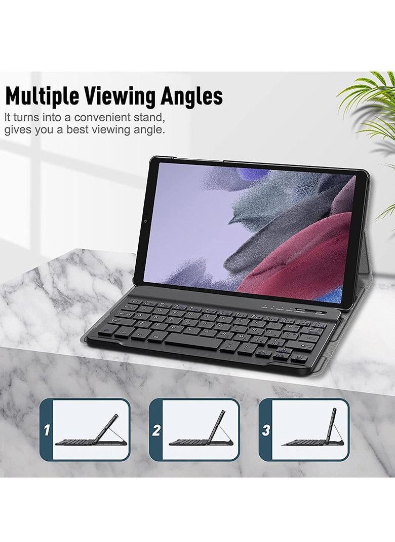 Lightweight Smart Cover with Magnetically Detachable Wireless Keyboard for Galaxy Tab A7 Lite Inch Black