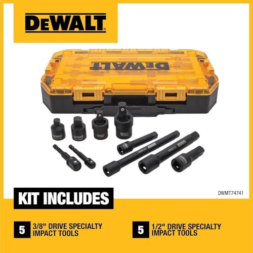 DEWALT Impact Driver Socket Set with Impact Extensions and Drill Adapters Metric 10Piece 38 and 12 Drive DWMT74741 - Image 3