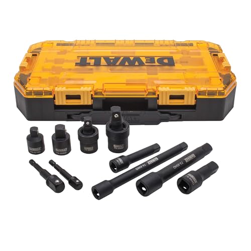 DEWALT Impact Driver Socket Set with Impact Extensions and Drill Adapters Metric 10Piece 38 and 12 Drive DWMT74741 - Image 1