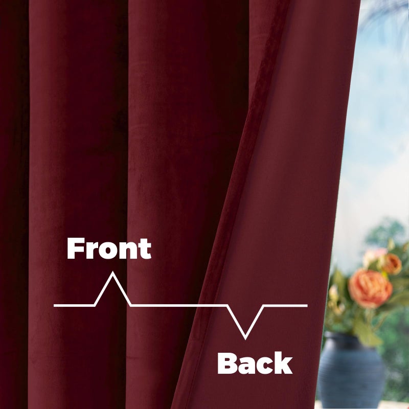 BGment Red Velvet Curtains 84 Inch for Bedroom, Thick Thermal Insulated Blackout Curtains Noise Reduce Back Tab and Rod Pocket Christmas Panels for Living Room, Set of 2 Panels, 52 x 84 Inch - Image 4