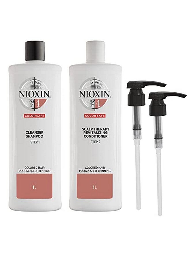 Nioxin System 4 Shampoo & Conditioner Prepack For Color Treated Hair With Progressed Thinning Pumps Included 33.8 Fl Oz - Image 1