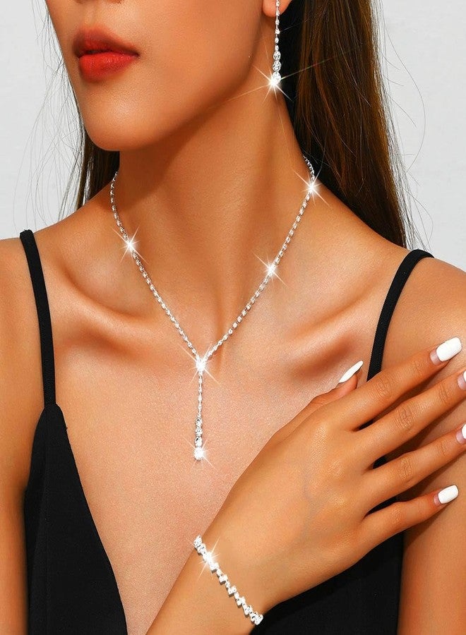 جورايس طقم مجوهرات زفاف فضي مرصع بأحجار الراين من GORAIS، مناسب لحفلات التخرج والعرائس. - Image 4