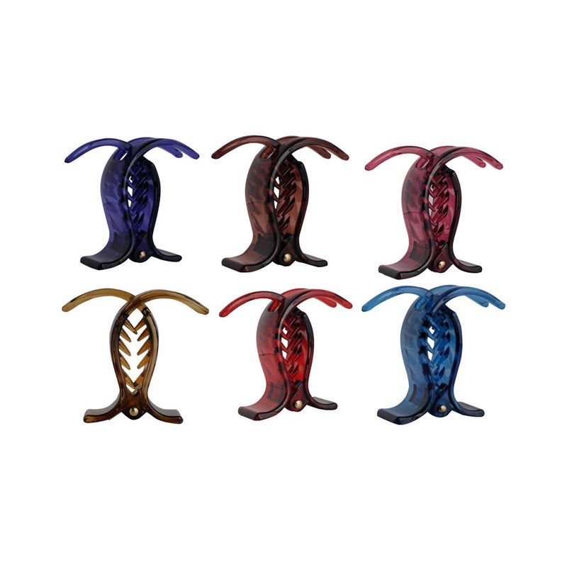 Generic VV Ventures Multicolour Acrylic Material Normal Size Casual Wear Butterfly ClipsClaw ClipsHair Clutchers Clips with Tight Grip Pack of 6 for Women and Girls - Image 1
