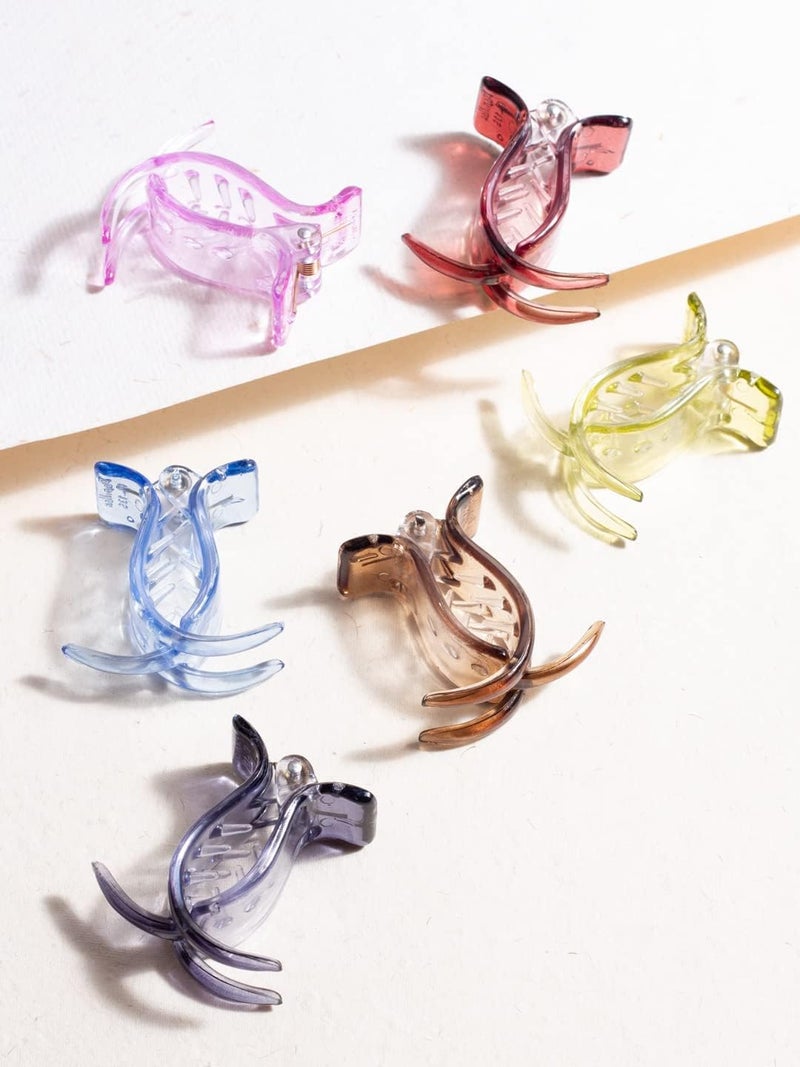 Generic VV Ventures Multicolour Acrylic Material Normal Size Casual Wear Butterfly ClipsClaw ClipsHair Clutchers Clips with Tight Grip Pack of 6 for Women and Girls - Image 3