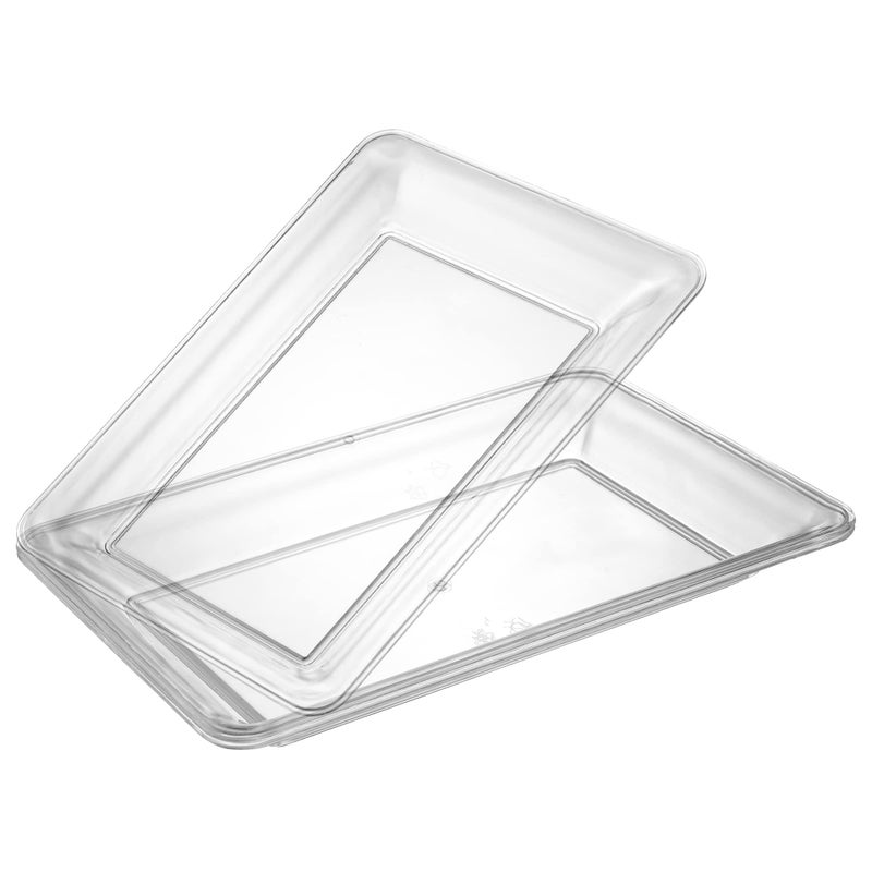 Plasticpro Plastic Serving Trays  Serving Platters Rectangle 10 X 14 Disposable Party Dish Crystal Clear Pack of 4