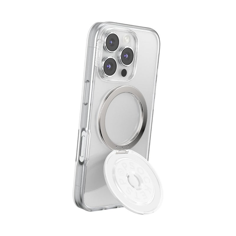POPSOCKETS MagSafe Luxe Kick-Out Grip & Stand | Magnetic Pop-up Phone Grip, Stable Stand, 360° Rotation, for iPhone, Included Adapter Ring for non-MagSafe Phones & Cases - White - Image 5