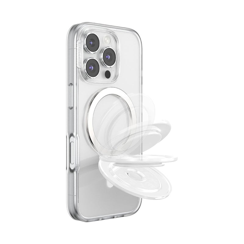 POPSOCKETS MagSafe Luxe Kick-Out Grip & Stand | Magnetic Pop-up Phone Grip, Stable Stand, 360° Rotation, for iPhone, Included Adapter Ring for non-MagSafe Phones & Cases - White - Image 3