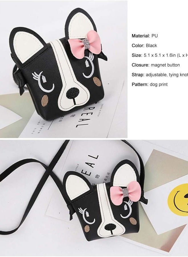 JienClound Little Girl Purses,Cute Puppy Shoulder Crossbody Bag with a Bowknot, Gifts for Little Girls 5.1 x 1.6 x 5.1in(length * width * height) black JY122 - Image 2