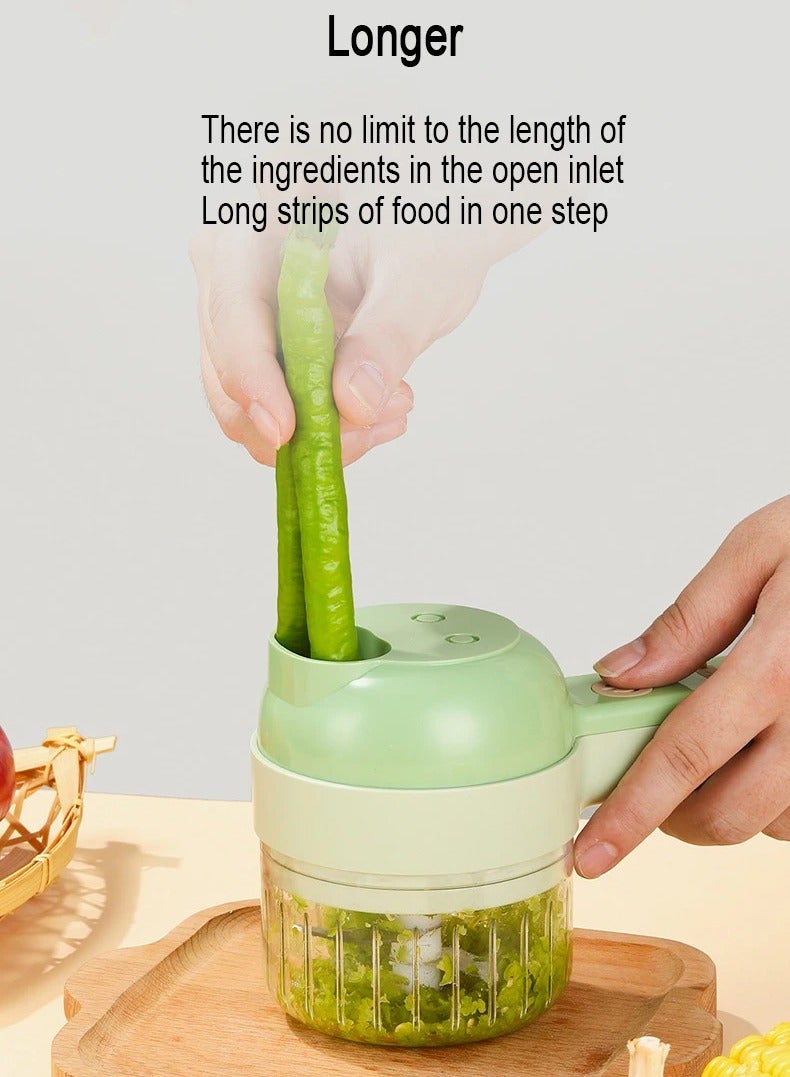 بيتشو مجموعة تقطيع الخضار الكهربائية 4 في 1، هرس ثوم طعام صغير مع فرشاة تنظيف، مجموعة تقطيع الخضار الكهربائية متعددة الوظائف، مفرمة خضراوات كهربائية قابلة لإعادة الشحن للمطبخ - Image 4