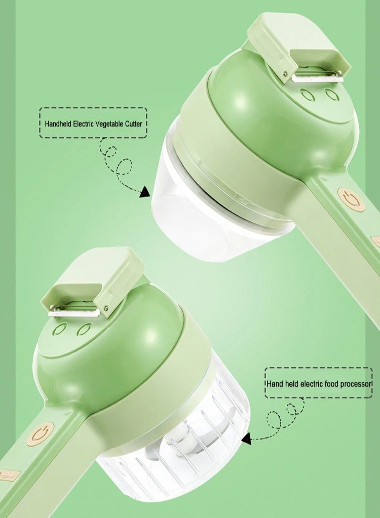 بيتشو مجموعة تقطيع الخضار الكهربائية 4 في 1، هرس ثوم طعام صغير مع فرشاة تنظيف، مجموعة تقطيع الخضار الكهربائية متعددة الوظائف، مفرمة خضراوات كهربائية قابلة لإعادة الشحن للمطبخ - Image 5