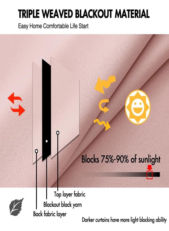 ANRODUO Back Tab Blackout Curtains for Bedroom Living Room, Rod Pocket Pinch Pleated Thermal Insulated Room Darkening Curtains 84 Inches Long 2 Panels, Light Pink, 42 x 84 Inch - Image 2
