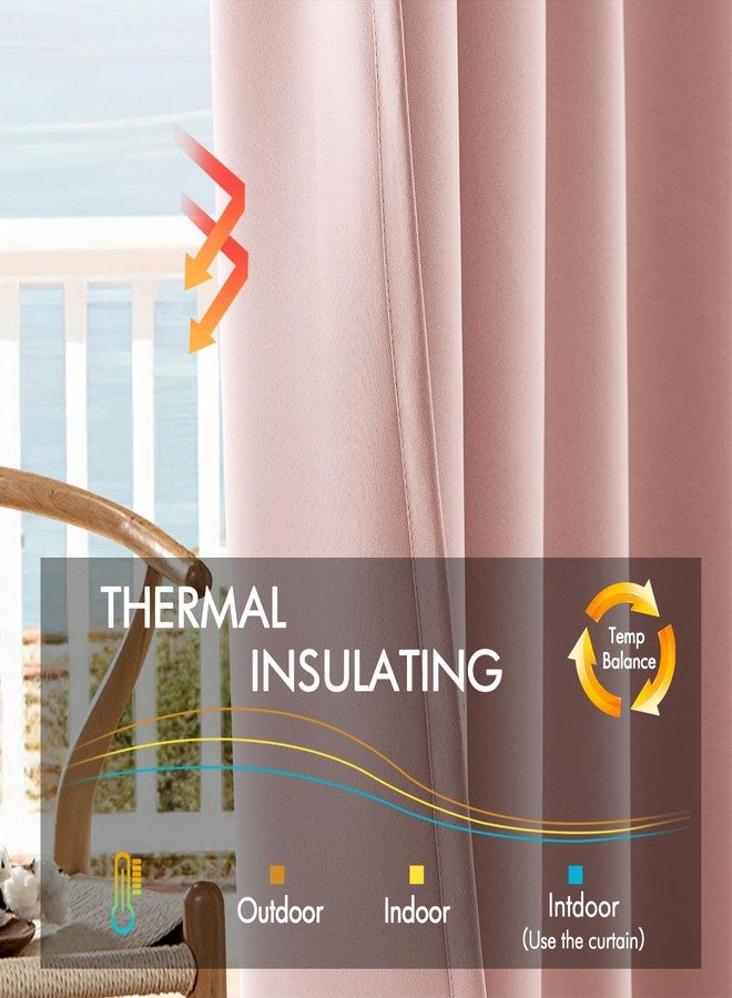 ANRODUO Back Tab Blackout Curtains for Bedroom Living Room, Rod Pocket Pinch Pleated Thermal Insulated Room Darkening Curtains 84 Inches Long 2 Panels, Light Pink, 42 x 84 Inch - Image 3