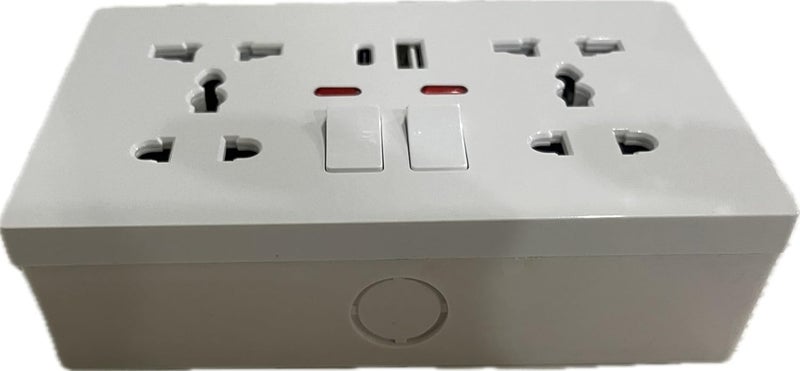 APLINK White - Type-C Smart Quick Charg usb wall socket, Electrical Outlet Wall Plug with USB, Universal Dual 5-pin Power Socket - Image 2