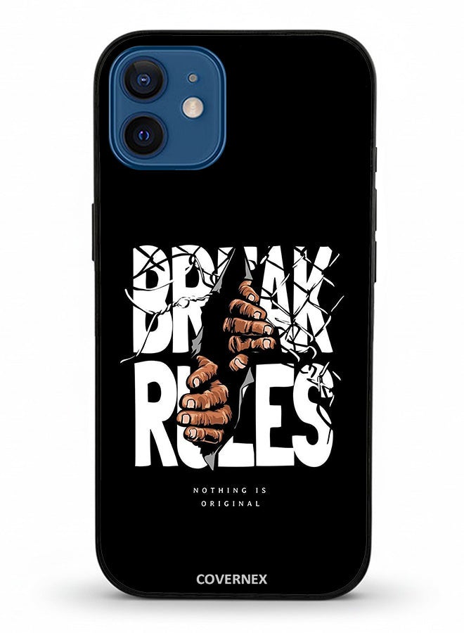 Covernex Apple iPhone 12 Protective Case Cover Printed Featuring Break Rules Shattered Text Graphic - Image 2