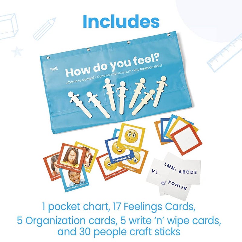 hand2mind Express Your Feelings Pocket Chart, Emotions Chart for Kids, Classroom Decorations for Preschool Teachers, Daycare Decor, Social Emotional Learning Activities, Calm Down Corner Supplies - Image 3