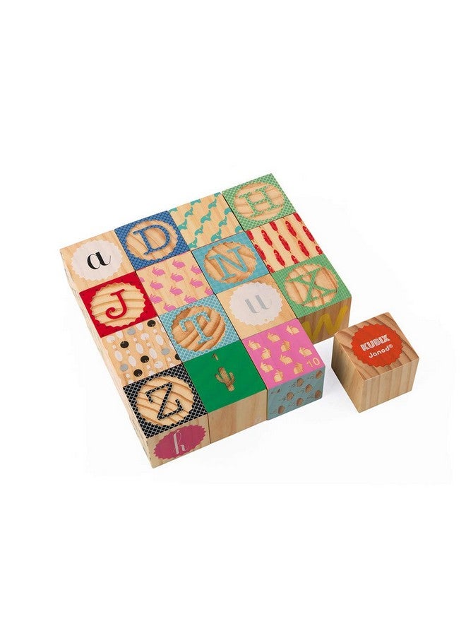Janod مجموعة جانود كوبكس 16 كتلة خشبية للأبجدية والأرقام - للأعمار من 2 فما فوق - J08078 - Image 2