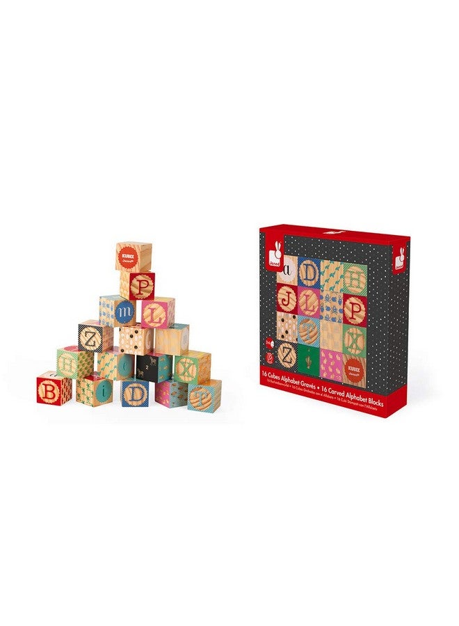 Janod مجموعة جانود كوبكس 16 كتلة خشبية للأبجدية والأرقام - للأعمار من 2 فما فوق - J08078 - Image 4