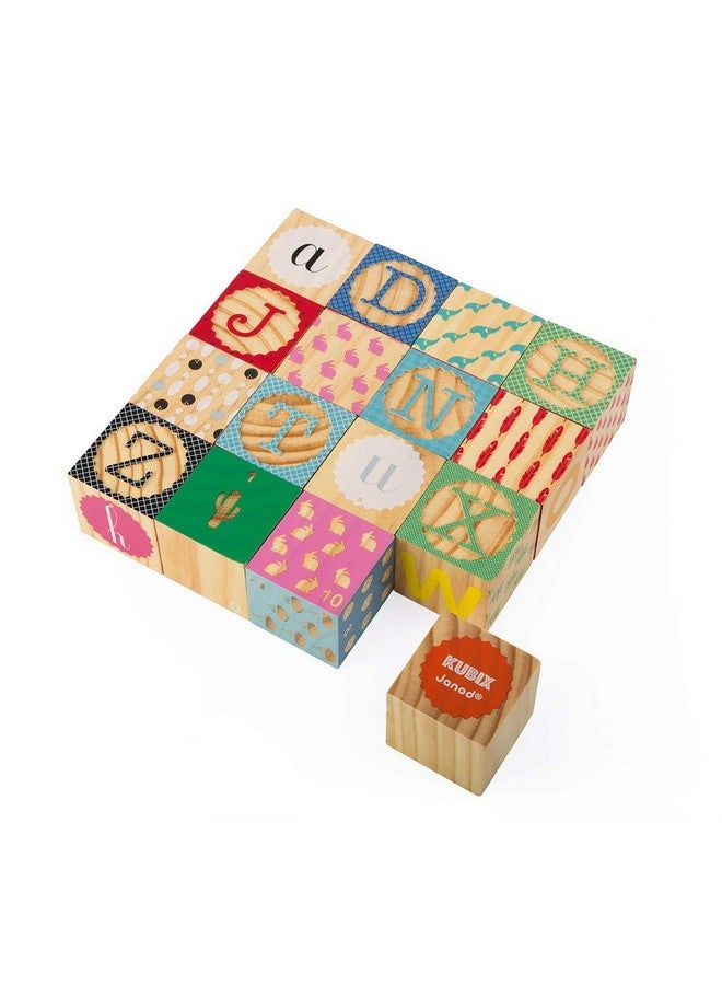 Janod مجموعة جانود كوبكس 16 كتلة خشبية للأبجدية والأرقام - للأعمار من 2 فما فوق - J08078 - Image 3