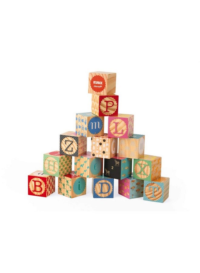 Janod مجموعة جانود كوبكس 16 كتلة خشبية للأبجدية والأرقام - للأعمار من 2 فما فوق - J08078 - Image 1