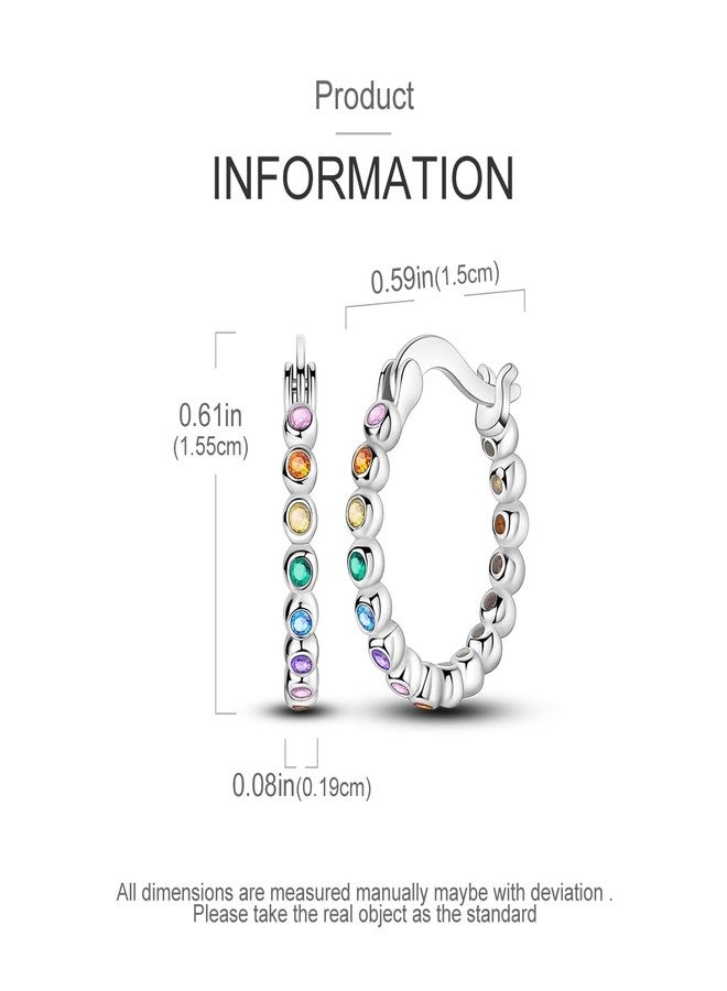 NARMO 925 925 Sterling Silver Hoop Earrings for Women Colorful Cubic Zirconia Hoop Earrings Lightweight Earrings - Image 4