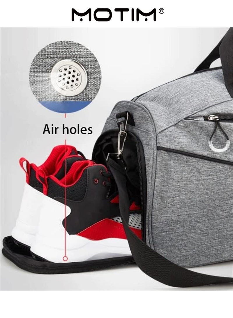 موتيم حقائب رياضية حقيبة تدريب رياضية رجالية حقائب من القماش الخشن للسفر مع جيب مبلل وحجرة أحذية للسباحة صالة الألعاب الرياضية (مقاس 53 * 25 * 27 سم) - Image 2