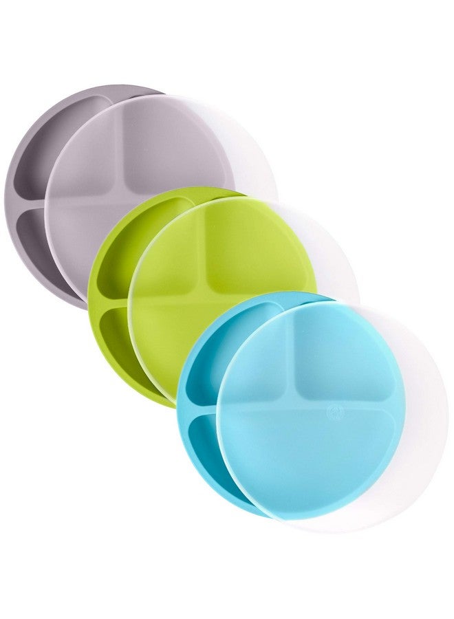 WeeSprout Silicone Plates with Lids for Babies & Toddlers (3 Pack) 100% Food-Grade Dishes for Self Feeding, Divided Design & Raised Edges for Picky Eaters, Dishwasher & Microwave Safe Weaning Supplies - Image 1