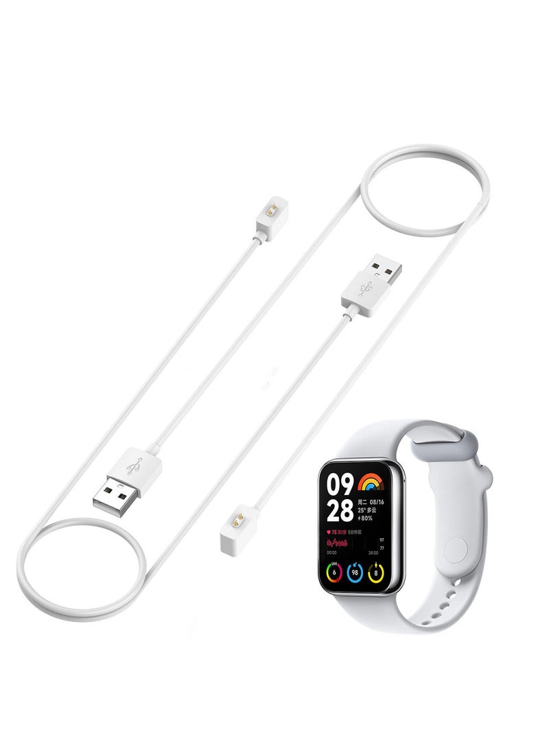 Y&D 2 Pack Magnetic Charging Cable Compatible with Xiaomi Mi Band 8 and for Redmi 2/Watch 3 Lite/Watch Active, 3.3ft USB Stand Dock Smartwatch Accessories (White) - Image 1