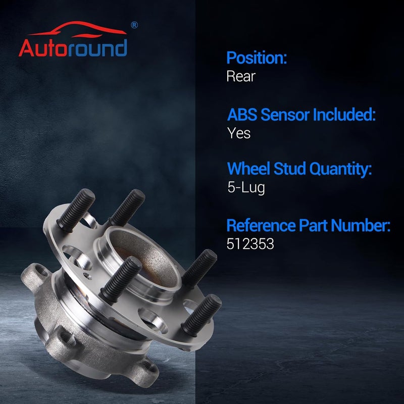 Autoround Pair 512353 Rear Wheel Bearing and Hub Assembly for Honda Accord 2008-2012, Acura TSX 2009-2014 - Image 3