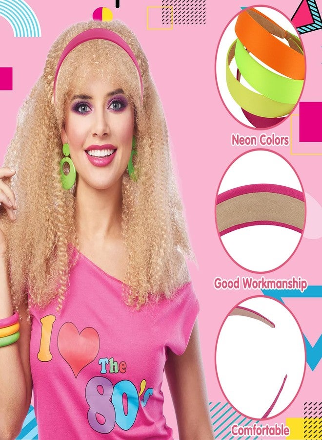 كيكوسي مجموعة KICOSY من 4 عصابات رأس نيون - إكسسوارات شعر مانعة للانزلاق لحفلات التوهج، وأزياء الثمانينيات والتسعينيات، وملابس المهرجانات، والتمارين الرياضية، والأزياء اليومية - Image 5