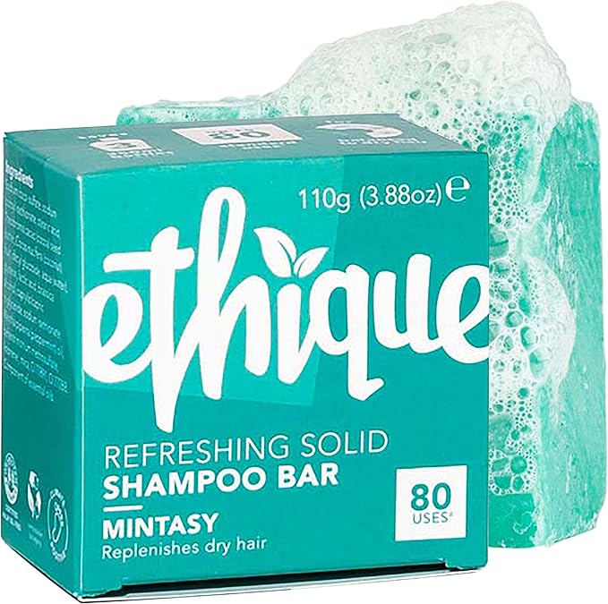 Ethique شامبو صلب منعش بنكهة النعناع من إيثيك لل شعر المتوازن إلى الجاف التالف 80 غسلة نباتي صديق للبيئة خالي من البلاستيك خالي من القسوة - Image 1