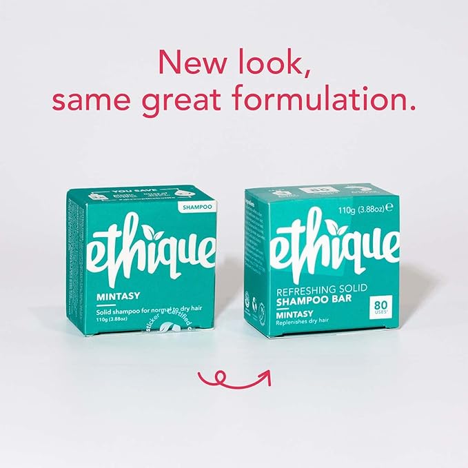 Ethique شامبو صلب منعش بنكهة النعناع من إيثيك لل شعر المتوازن إلى الجاف التالف 80 غسلة نباتي صديق للبيئة خالي من البلاستيك خالي من القسوة - Image 2