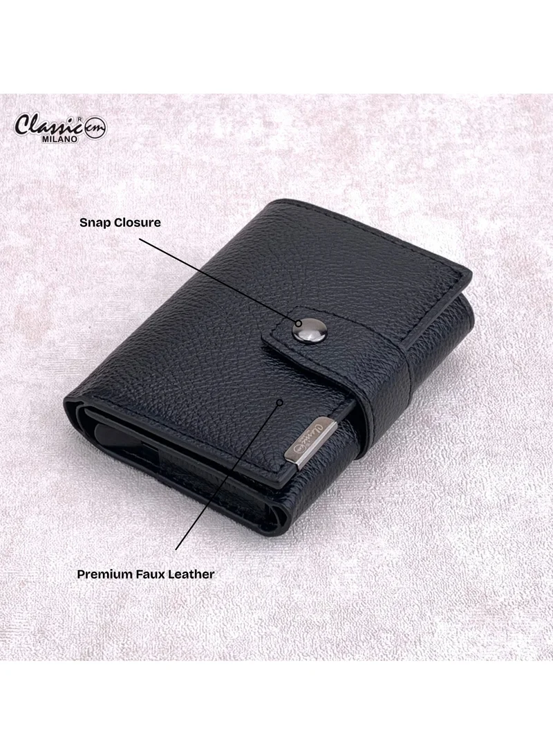 Classic Milano Black (K1802#-F815HB#) Classic Milano RFID Blocking Faux Leather Wallet for Men and Women | Card Holder Wallet Pop-up, Credit Card Holder for Men | Wallet for Men & Women’s Card Wallet for Men | Best Price UAE
