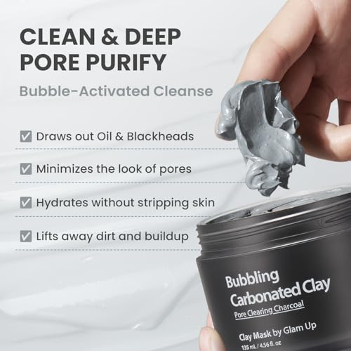 GLAM UP Clean Bubbling Carbonated Clay Mask for Face Purifying- Blackhead Remover, Peel Off, Pore Clearing, Deep Cleansing, Detoxing Bubble Clay Mask, Vegan 135ml (4.56 Fl Oz) - Image 2