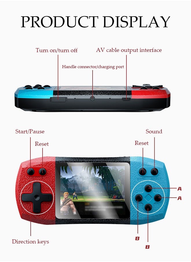 Handheld Game Console，High Definition Color Screen Mini Portable Game Console，620 Classical Games，With 3.0 Inch Color Screen And Rechargeable Battery，Can Connect To TV
