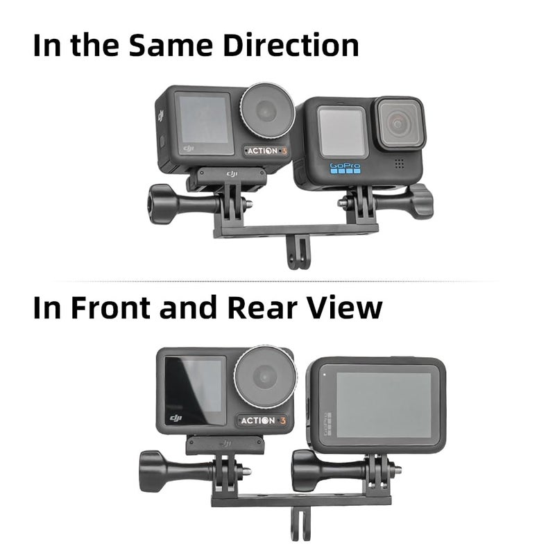 SKEZN Aluminum Dual Twin Mount Adapter with Two Screw Compatible with DJI Osmo Action 6/5Pro/4/3, GoPro Hero 13/12/11/10/9/8 Black, Campark, AKASO, SJCAM and More Action Cameras - Image 2