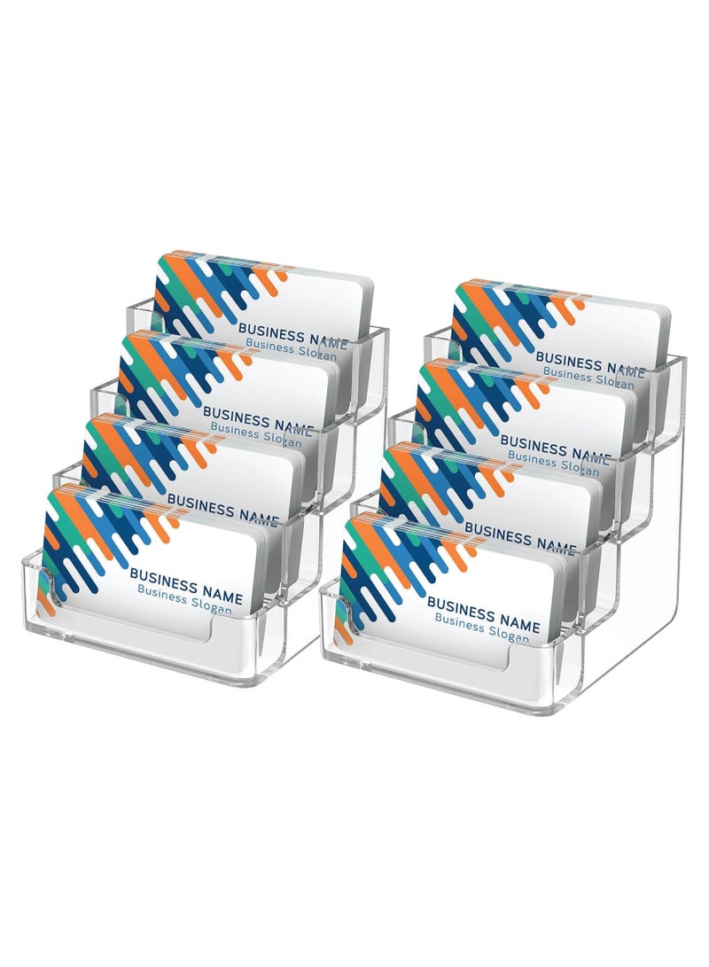 SMARTPOINTS Clear Business Card Holder 4 Pocket Business Card Display, Acrylic Business Card Stand for Desk or Counter with 4 Tier, 320 Card Capacity, 2 Pack - Image 1