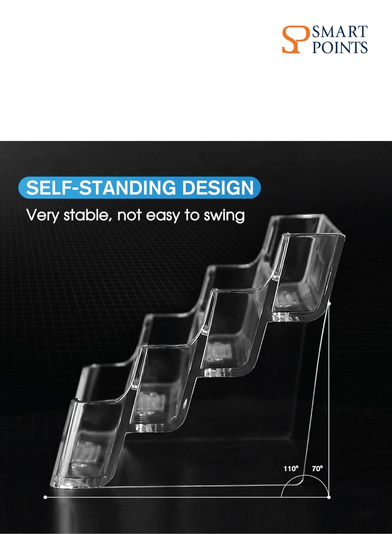 SMARTPOINTS Clear Business Card Holder 4 Pocket Business Card Display, Acrylic Business Card Stand for Desk or Counter with 4 Tier, 320 Card Capacity, 2 Pack - Image 5