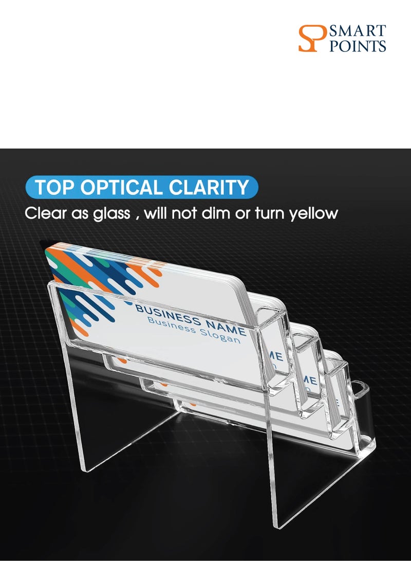 SMARTPOINTS Clear Business Card Holder 4 Pocket Business Card Display, Acrylic Business Card Stand for Desk or Counter with 4 Tier, 320 Card Capacity, 2 Pack - Image 3