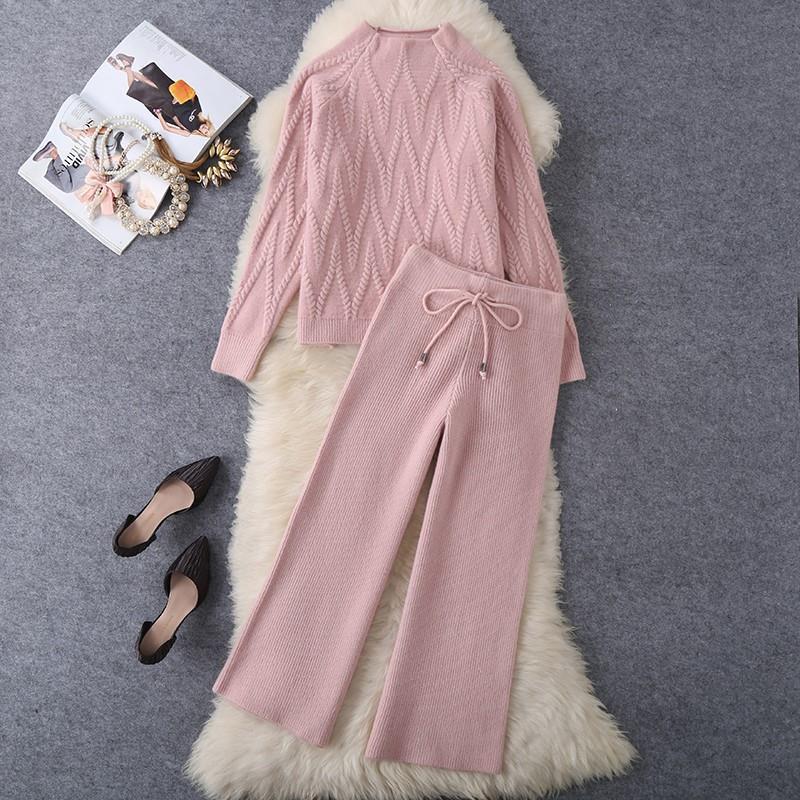 2024 Elegant Knit Tweed Set Women Pink  - Image 3