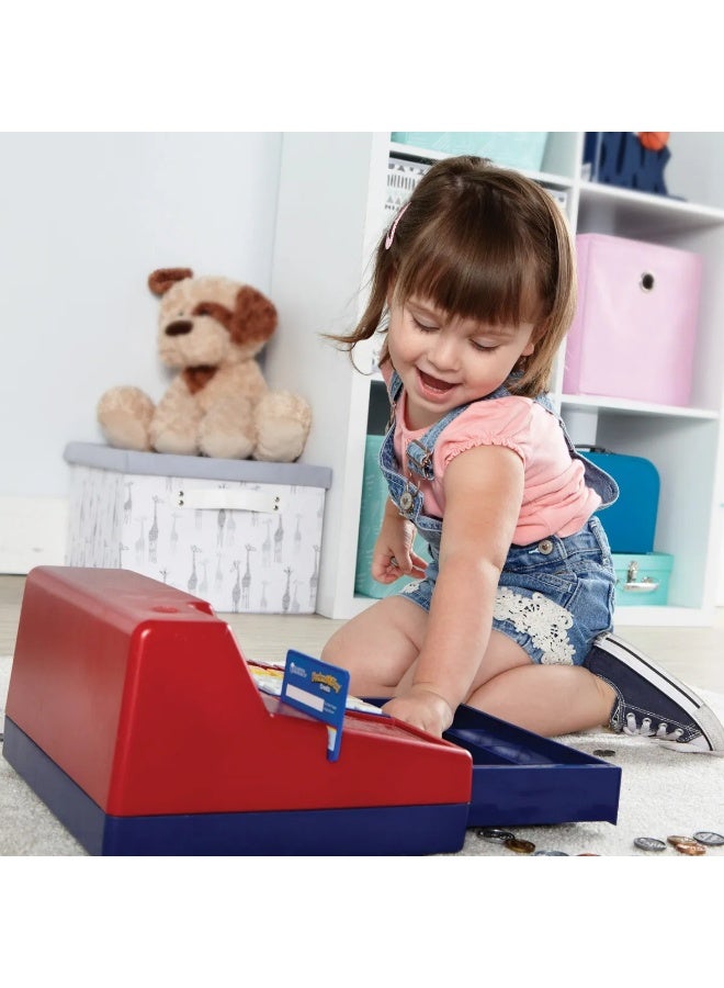 ليرننج ريسورسز موارد تعليمية - آلة حاسبة تظاهرية للعب، ماكينة تسجيل المدفوعات النقدية، عملة المملكة المتحدة، صندوق نقود مع نقود وبطاقة ائتمان، آلة حاسبة تعمل بالطاقة الشمسية لمهارات الرياضيات والمال المبكرة، للأعمار من 3 سنوات فما فوق - Image 4